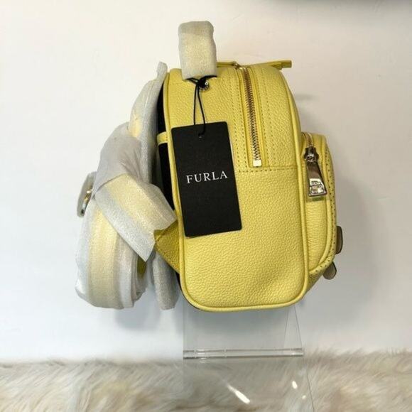 Furla Frida Yellow Leather Floral Appliqué Mini Backpack New with tag - Picture 3 of 11
